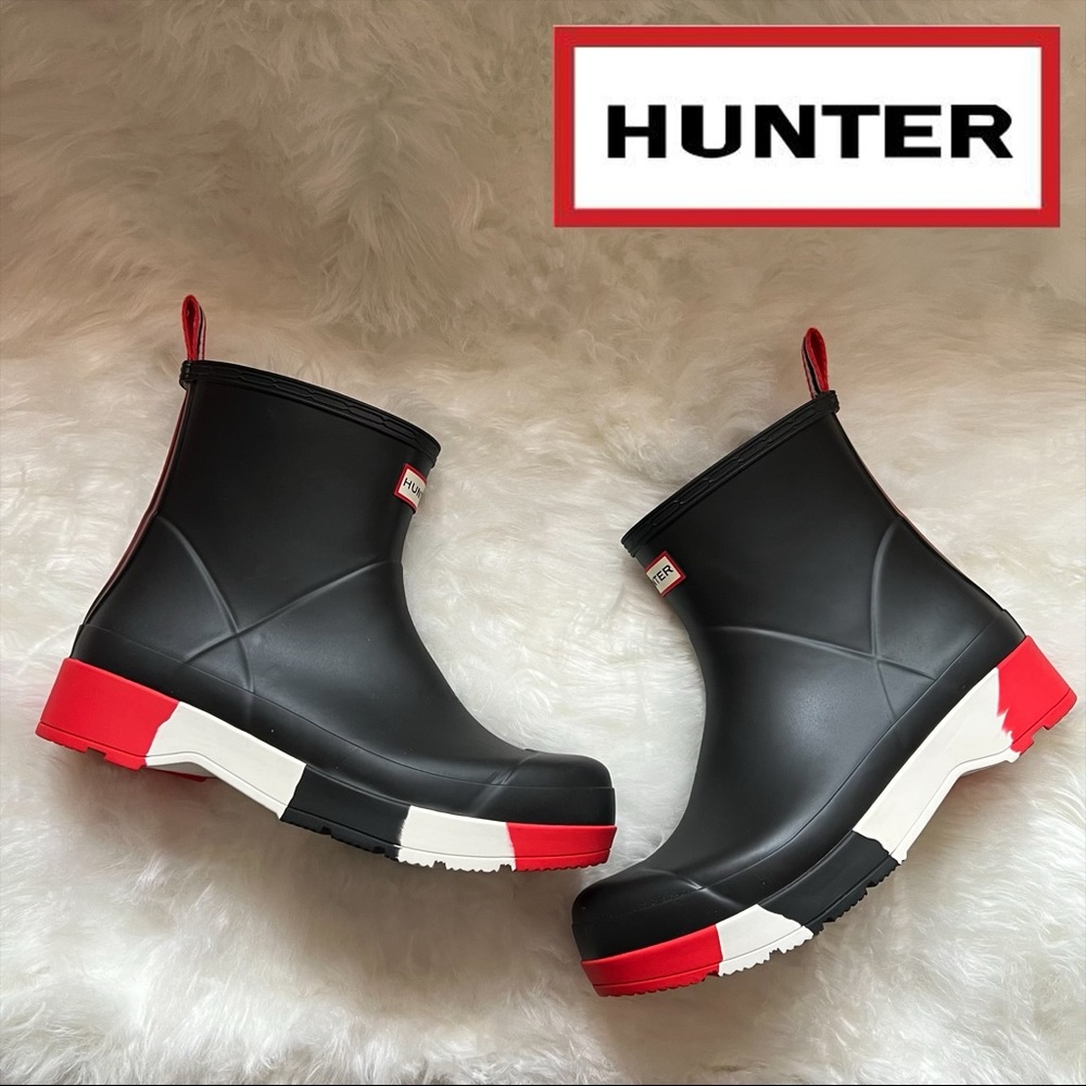 New! HUNTER Original Play Stripe Waterproof Short Rain Boots